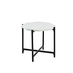 Martha Stewart Elora Octagon End Table in White/Black