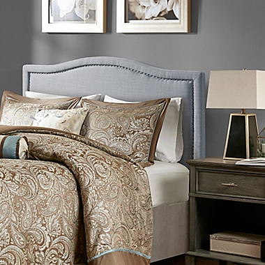 Madison Park&trade; Nadine Queen Upholstered Headboard in Dusty Blue. View a larger version of this product image.