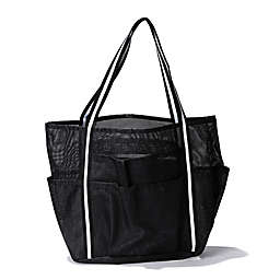 Simply Essential™ Large Mesh Shower Tote in Black