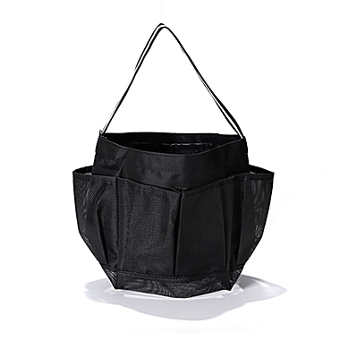Simply Essential&trade; Small Mesh Shower Tote in Black. View a larger version of this product image.