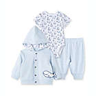 Alternate image 0 for Little Me&reg; Size 6M 3-Piece Whale Hooded Cardigan, Bodysuit, and Pant Set in Blue