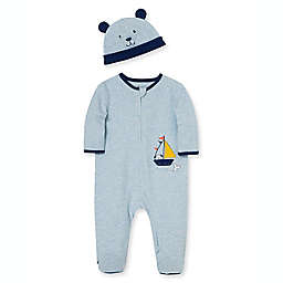 Little Me® Newborn 2-Piece Sailboat Long Sleeve Footie and Hat Set in Blue