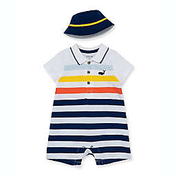 Little Me® Size 6M 2-Piece Stripe Whale Romper and Hat Set