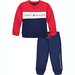 Tommy Hilfiger® 2-Piece Colorblock Crewneck and Pant Set in Navy