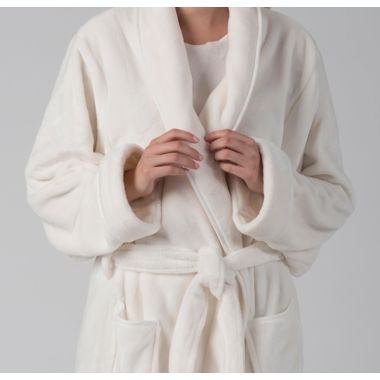 Nestwell&trade; Large/X-Large Unisex Plush Robe in Egret. View a larger version of this product image.