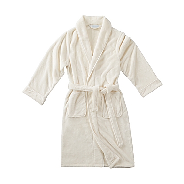 Nestwell&trade; Large/X-Large Unisex Plush Robe in Egret. View a larger version of this product image.