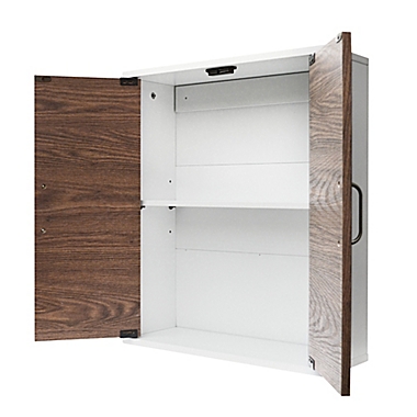Elegant Home Fashions Tyler Modern Removable Wooden Wall Cabinet in White/Natural. View a larger version of this product image.