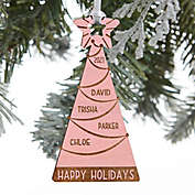 Family Christmas Tree 4.5-Inch x 3.5-nch Wood Personalized Christmas Ornament in Pink Stain