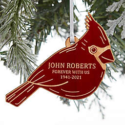 Cardinal Memorial 4.5-Inch x 3.5-nch Wood Personalized Christmas Ornament in Red Maple