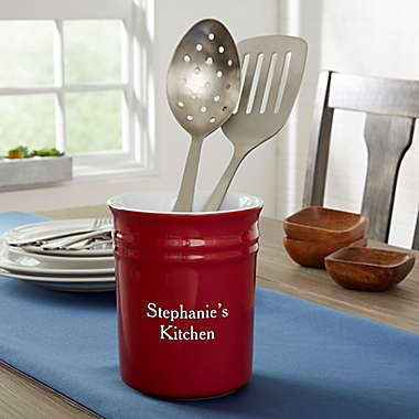Personalized Classic Utensil Holder in Red. View a larger version of this product image.