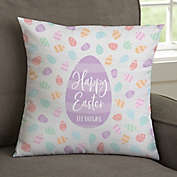 Happy Easter Eggs Personalized 14-Inch Velvet Throw Pillow