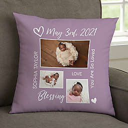 Baby Photo Collage Personalized 14-Inch Throw Pillow