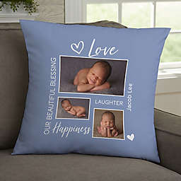 Baby Photo Collage Personalized 18-Inch Velvet Throw Pillow
