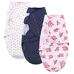 Hudson Baby® Size 0-3M 3-Pack Navy Swaddle Wraps in Pink