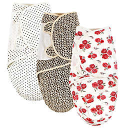 Hudson Baby® Size 0-3M 3-Pack Rose Leopard Swaddle Wraps