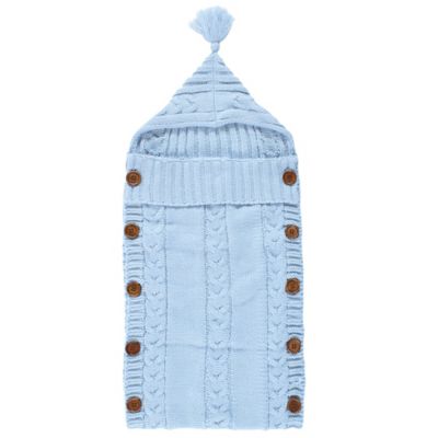 Hudson Baby&reg; Size 0-12M Knitted Baby Wrap Sack in Light Blue
