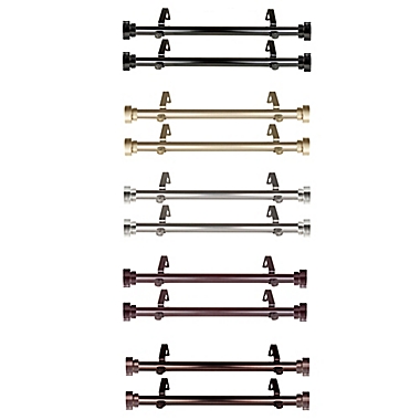 Rod Desyne Bonnet 12 to 20-Inch Adjustable Side Curtain Rods in Satin Nickel (Set of 2). View a larger version of this product image.