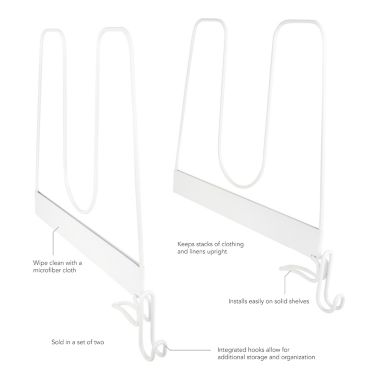 Simply Essential&trade; Tall Metal Shelf Dividers in White (Set of 2). View a larger version of this product image.