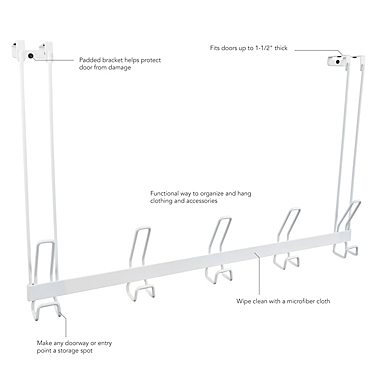 Simply Essential&trade; Over-the-Door 5-Hook Rack in Bright White. View a larger version of this product image.