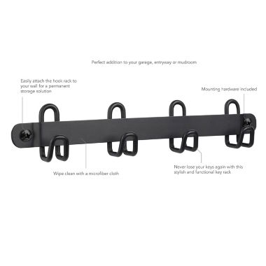 Simply Essential&trade; Wall Mounted Key Rack in Black. View a larger version of this product image.