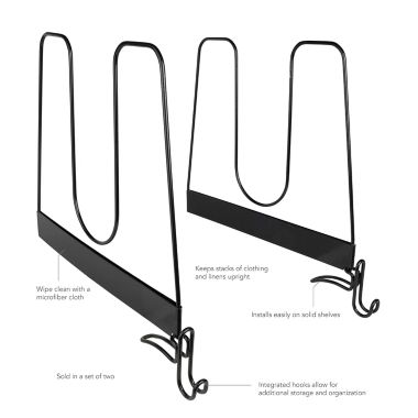 Simply Essential&trade; Tall Metal Shelf Dividers in Black (Set of 2). View a larger version of this product image.