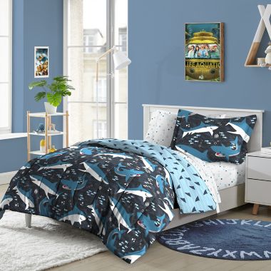 Dream Factory Sharks 5 Piece Reversible Comforter Set Bed Bath Beyond
