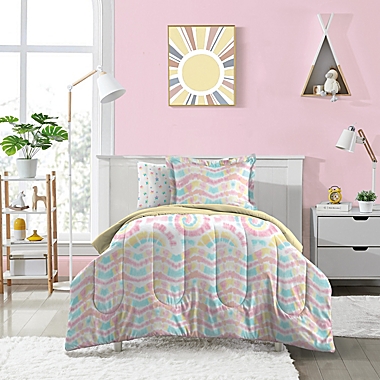 Dream Factory Tie Dye Rainbow 5-Piece Reversible Twin Comforter Set in Yellow. View a larger version of this product image.