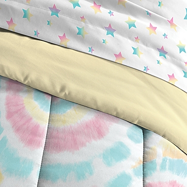 Dream Factory Tie Dye Rainbow 5-Piece Reversible Full Comforter Set in Yellow. View a larger version of this product image.