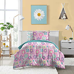 Dream Factory Fantasia Floral 5-Piece Reversible Full Comforter Set in Pink