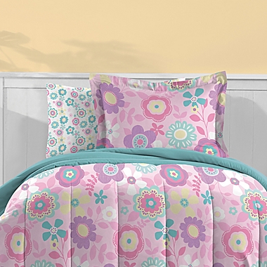Dream Factory Fantasia Floral 5-Piece Reversible Full Comforter Set in Pink. View a larger version of this product image.