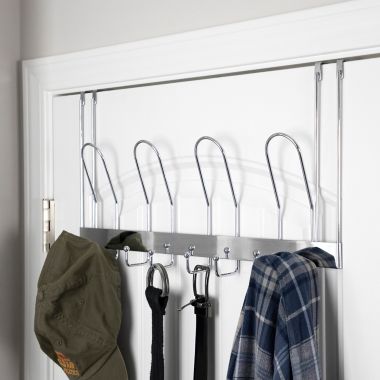 Simply Essential&trade; Over-the-Door 4-Hook Rack in Chrome. View a larger version of this product image.