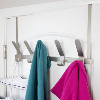Squared Away&trade; Over-the-Door Rack in Brushed Nickel. View a larger version of this product image.