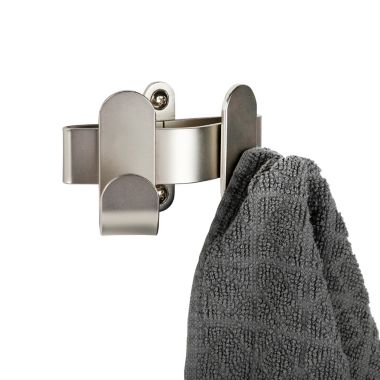 Squared Away&trade; Wall Mounted Double Hook in Brushed Nickel. View a larger version of this product image.
