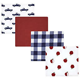Hudson Baby® 4-Pack Apple Orchard Flannel Receiving Blankets in Red