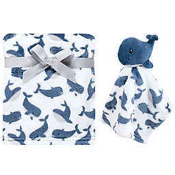 Hudson Baby® 2-Piece Blue Whale Security Blanket Set in Blue