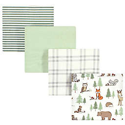 Hudson Baby® 4-Pack Forest Animals Flannel Receiving Blankets in Green
