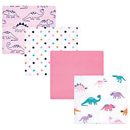 Hudson Baby® 4-Pack CuteASaurus Flannel Receiving Blankets in Pink