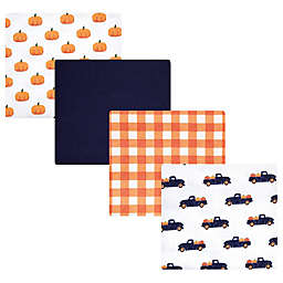 Hudson Baby® 4-Pack Pumpkin Flannel Receiving Blankets in Orange