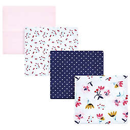Hudson Baby® 4-Pack Fall Flowers Flannel Receiving Blankets in Pink