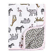 Hudson Baby&reg; Pink Safari Muslin Quilt Blanket in Grey