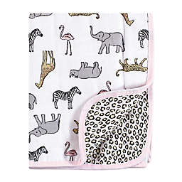 Hudson Baby® Pink Safari Muslin Quilt Blanket in Grey