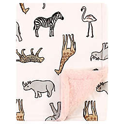 Hudson Baby® Pink Safari Plush Sherpa Blanket in Pink