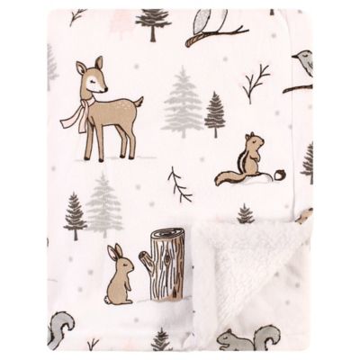 Hudson Baby Winter Forest Plush Sherpa Blanket In Grey