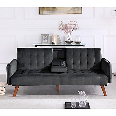 USPride Furniture Koga Velvet Square Arm Sleeper in Black. View a larger version of this product image.
