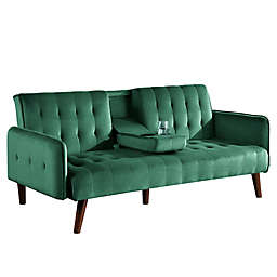 USPride Furniture Koga Velvet Square Arm Sleeper in Green