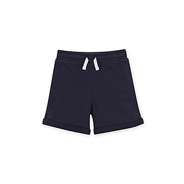 Burt&#39;s Bees Baby&reg; Size6-9M French Terry Rolled Cuff Short in Navy. View a larger version of this product image.