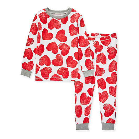 Alternate image 1 for Burt's Bees Baby® 2-Piece Homemade Valentine Organic Cotton PJ Set in Grey