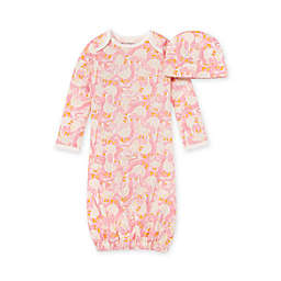 Burt's Bees Baby® 2-Piece Waddle Waddle Gown & Cap Set in White/Pink