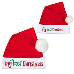 Baby Essentials® Size 3-9M 2-Pack Matching First and Best Christmas Hats Set in Red/White
