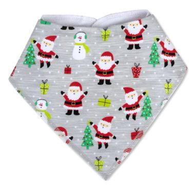 Baby Essentials 4-Piece Christmas Santa Bib and Sock Set in Grey. View a larger version of this product image.